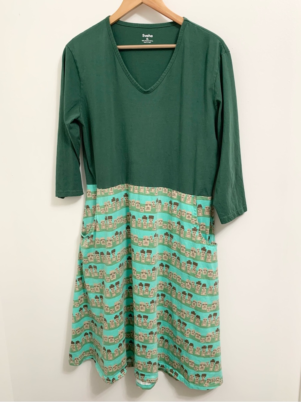 Svaha Tiki Easter Island Organic Cotton Dress 2 Pockets XL